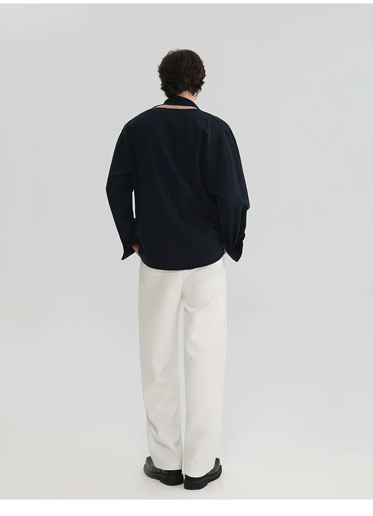 Draped Asymmetrical Placket Ribbon Shirt - Image 6