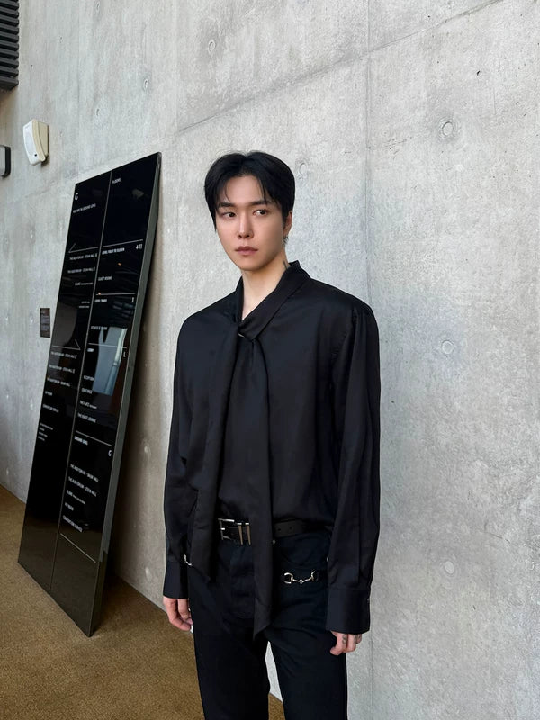 Draped Long Sleeve Minimalist Shirt - Image 6