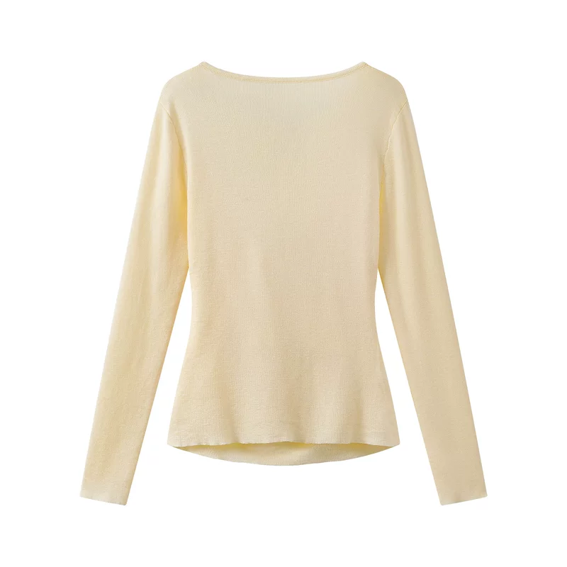 Draped Neck Long Sleeve Pullover - Image 4