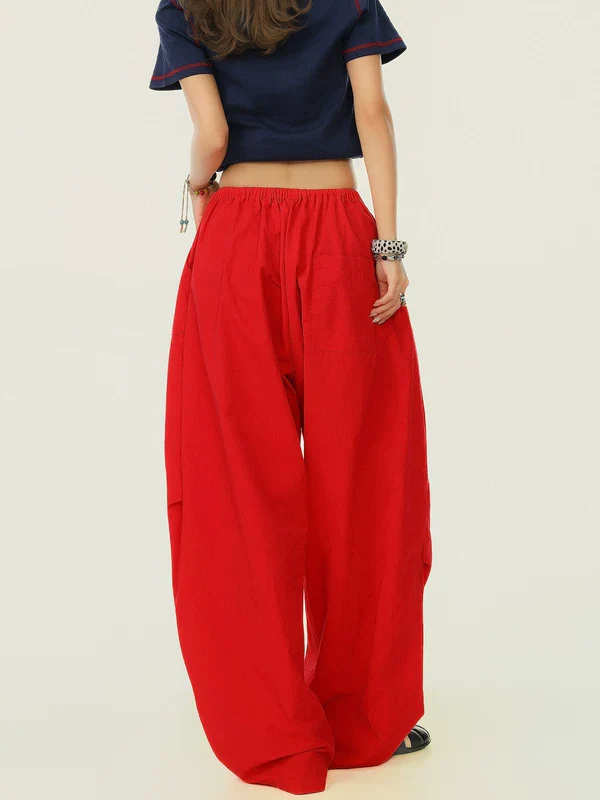 Drawstring Pleated Wide Leg Pants - Image 3