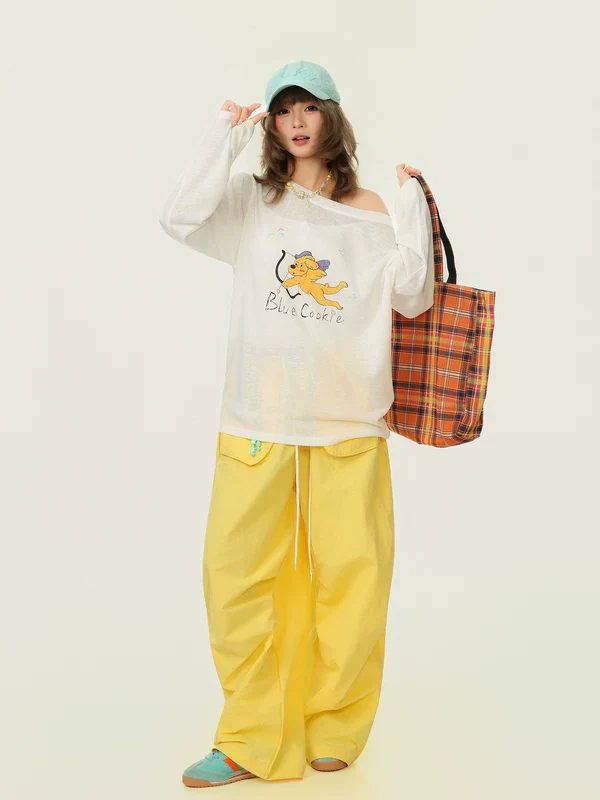 Drawstring Pleated Wide Leg Pants - Image 4