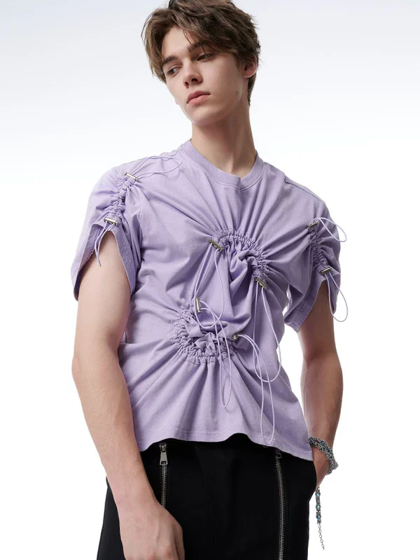 Drawstring Ruched Short-Sleeve T-shirt