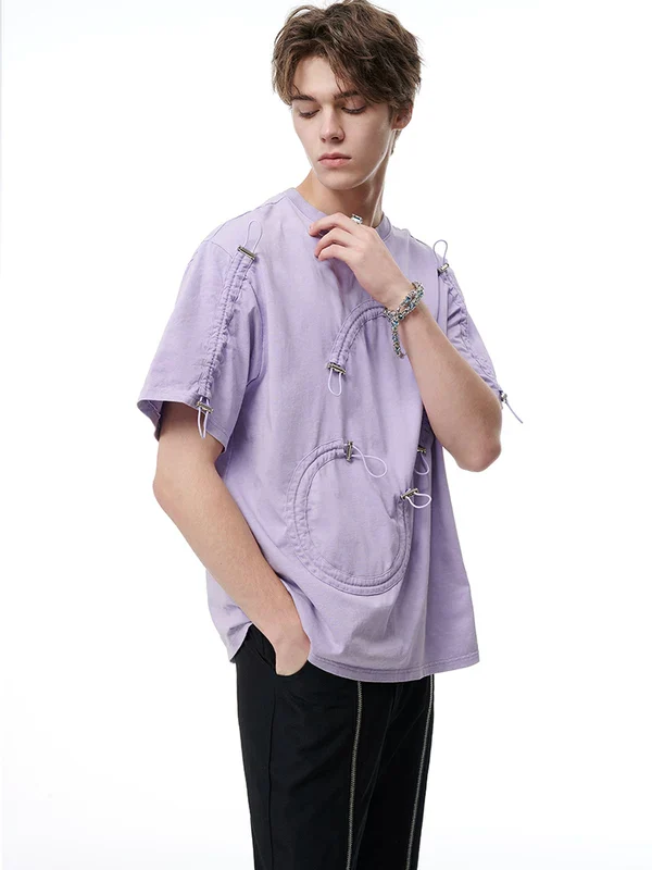 Drawstring Ruched Short-Sleeve T-shirt - Image 2