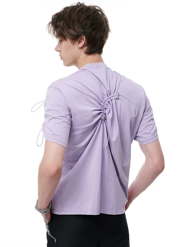 Drawstring Ruched Short-Sleeve T-shirt - Image 3