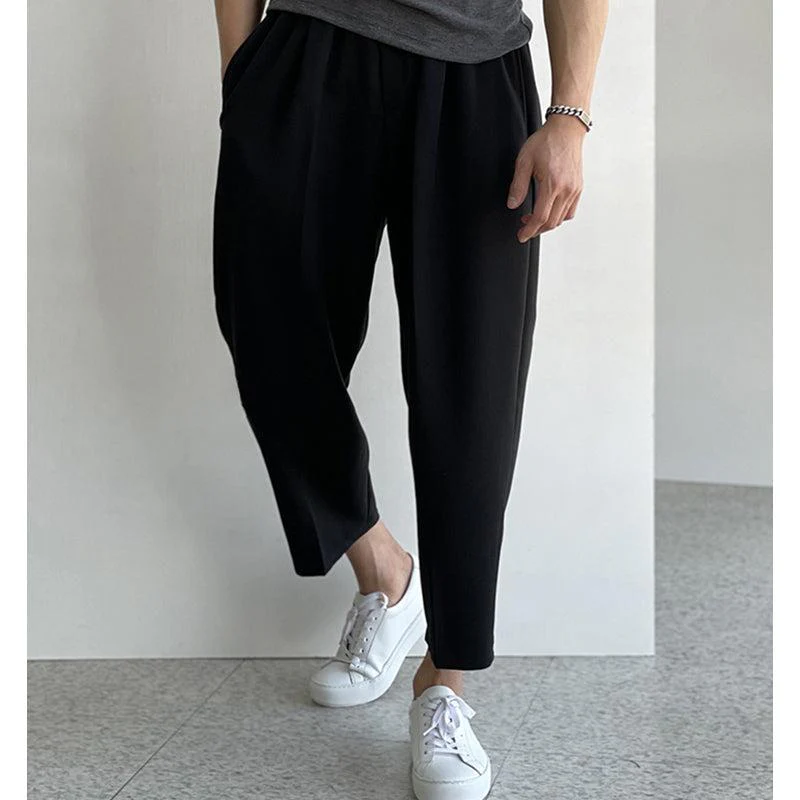 Elastic Waist Cropped Drape Pants - Image 4