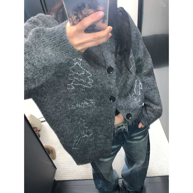Embroidered Knit Sweater Cardigan - Image 3
