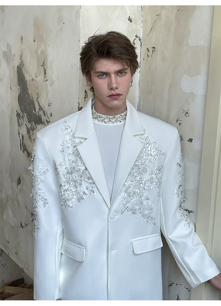 Crystal Embellished Formal Suit Jacket - Image 6