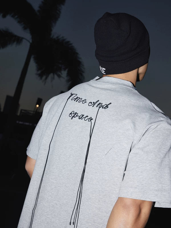 Embroidered Letter Tassel Graphic T-Shirt - Image 11