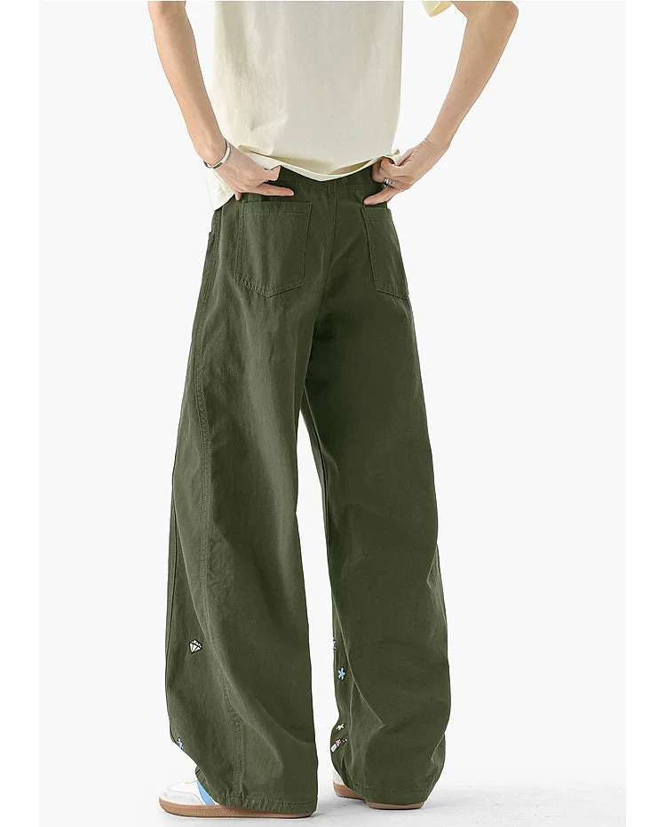 Embroidered Wide Leg Cargo Pants - Image 8