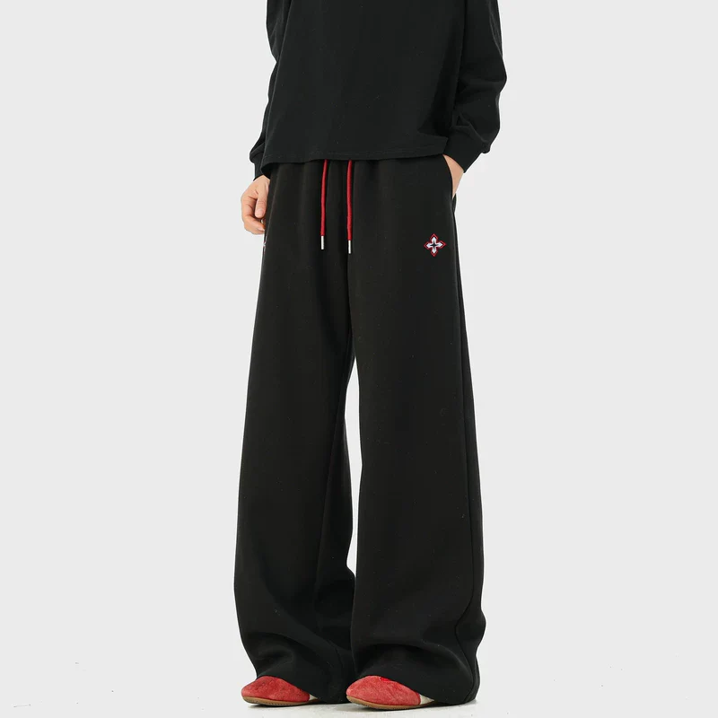 Embroidered Wide-Leg Drawstring Sweatpants - Image 3