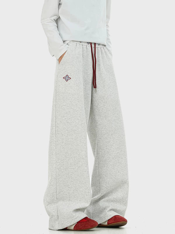 Embroidered Wide-Leg Drawstring Sweatpants - Image 4