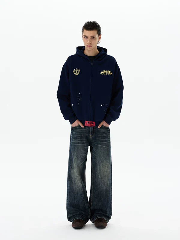 Embroidered Zip Up Hoodie Jacket - Image 4