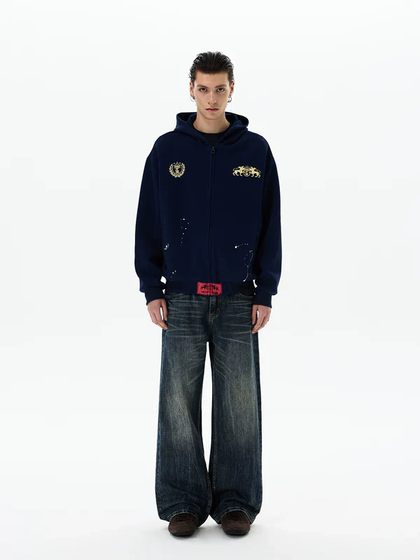 Embroidered Zip Up Hoodie Jacket - Image 5
