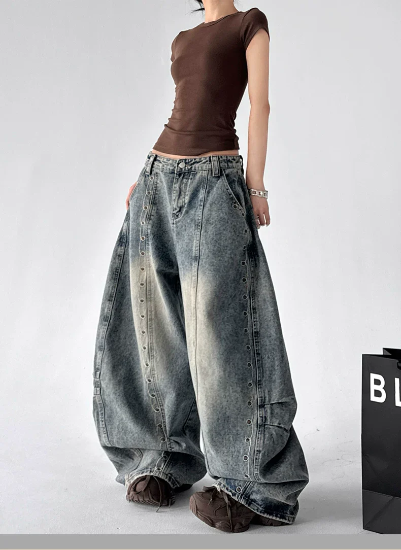 Extreme Wide-Leg Distressed Denim Pants