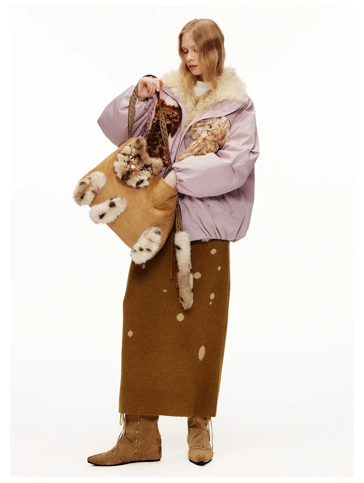 Faux Fur 3D Cat Suede Tote Bag - Image 11