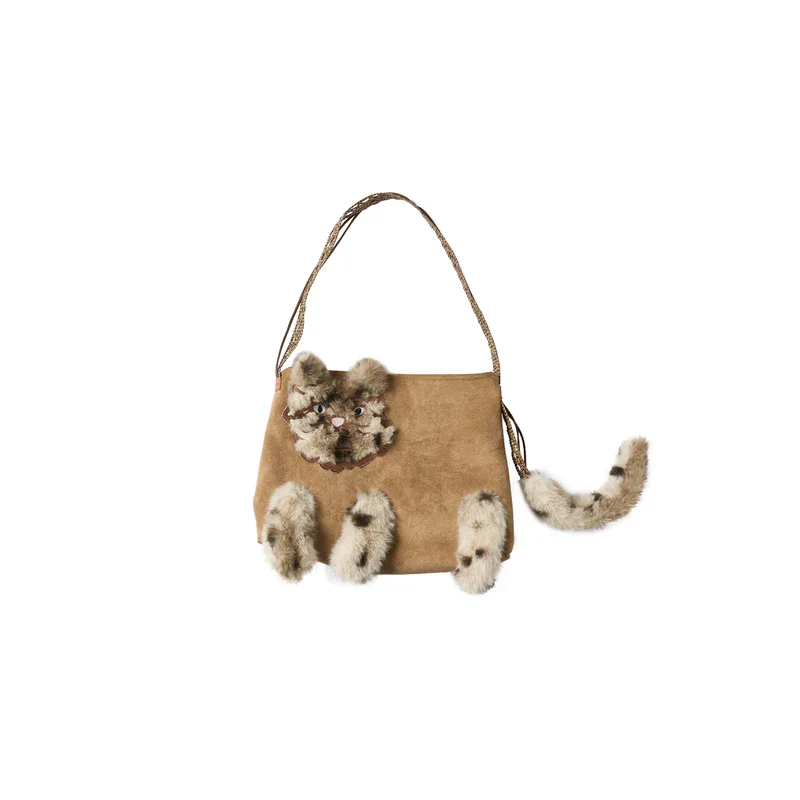 Faux Fur 3D Cat Suede Tote Bag - Image 14