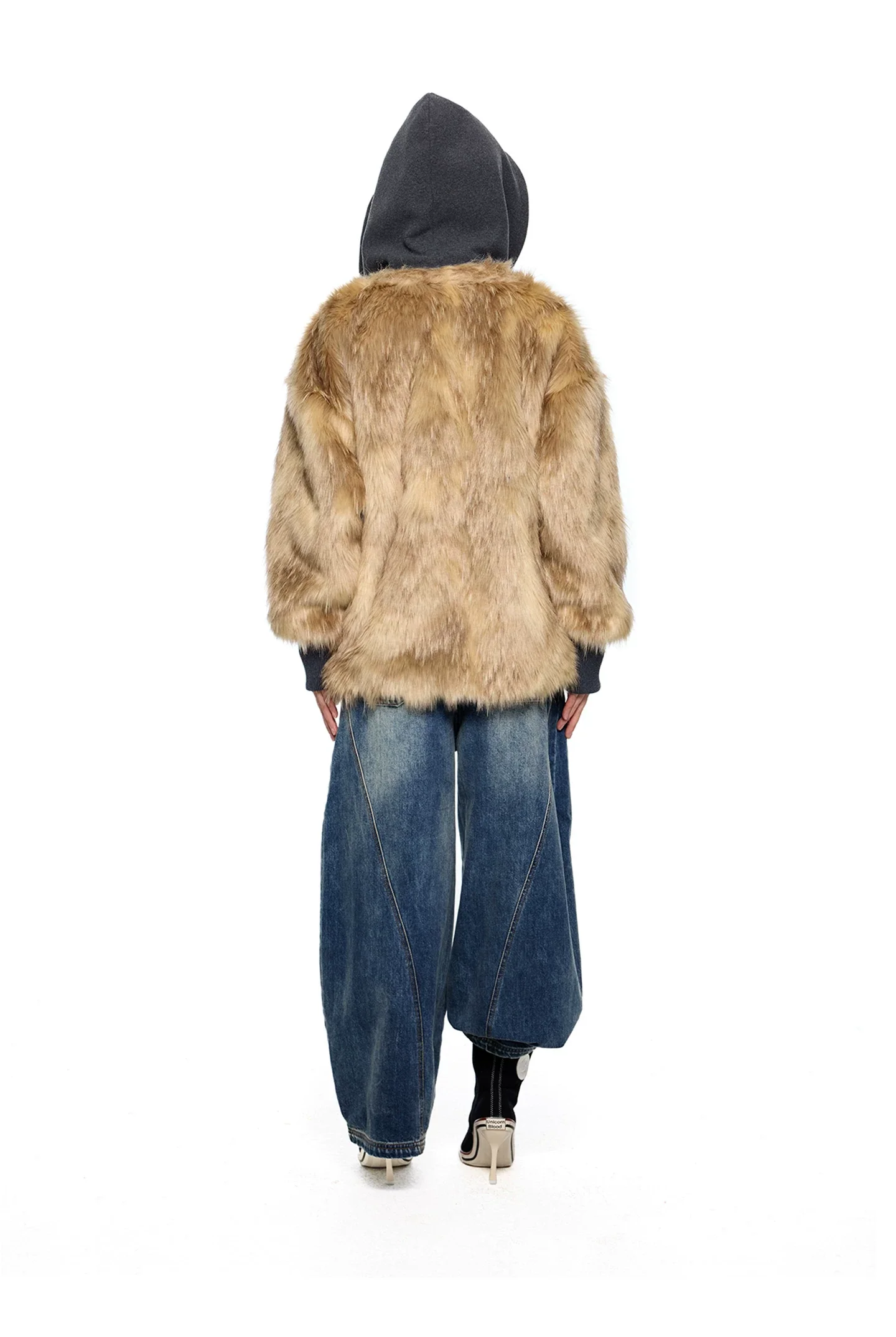 Faux Fur Zip Hooded Jacket - Image 6