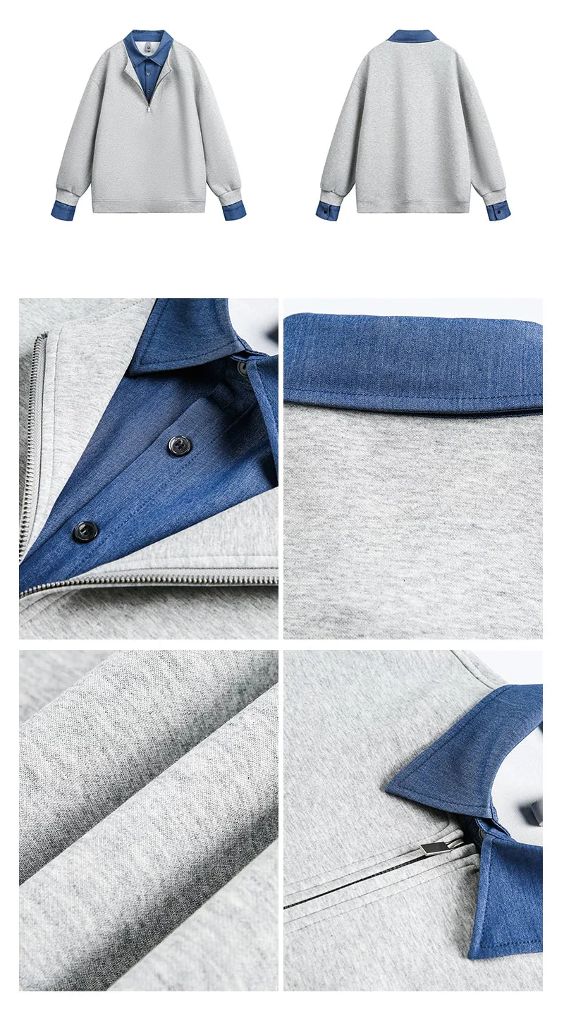 Faux Layered Half Zip Sweatshirt - Image 7