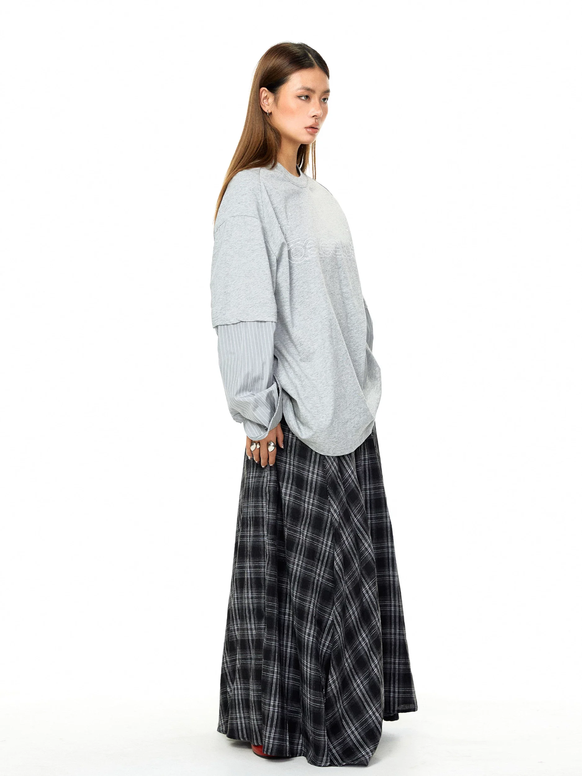 Layered Striped Sleeve Graphic Pullover - Image 8
