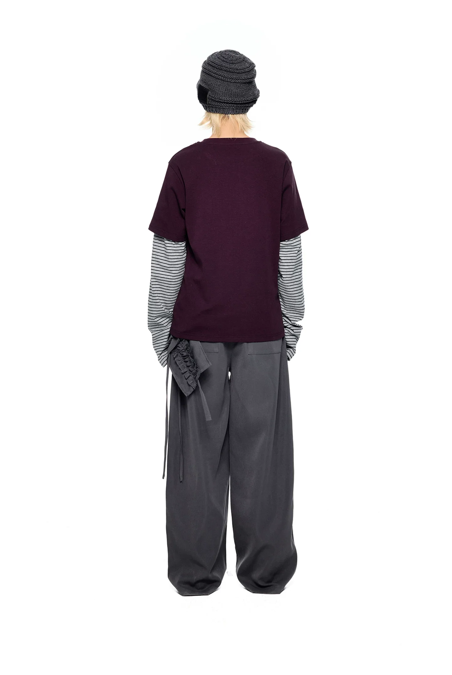 Faux Layered Striped Sleeve Graphic Top - Image 7