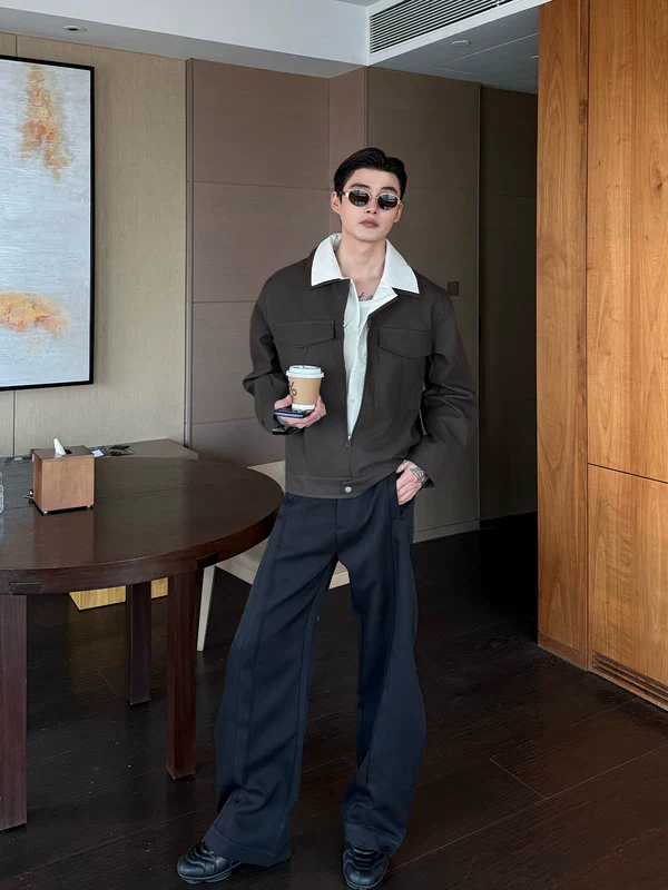 Leather Boxy Deconstructed Lapel Jacket - Image 8