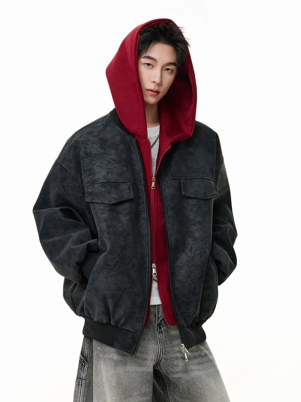 Leather Hooded Motorcycle Jacket - Image 4
