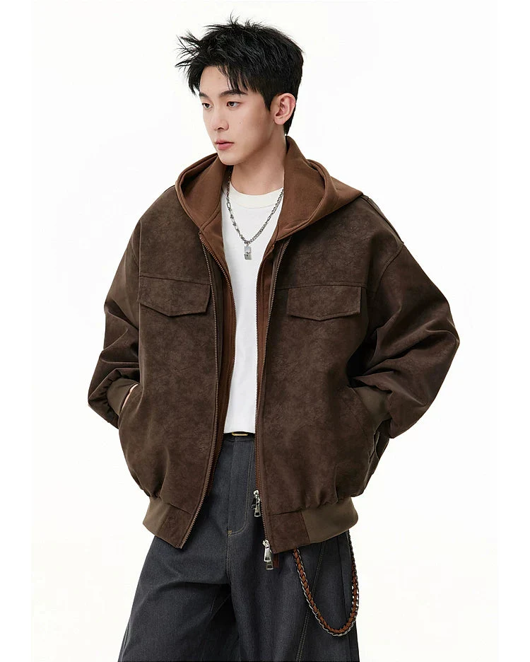 Leather Hooded Motorcycle Jacket - Image 9