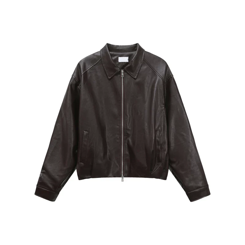 Faux Leather Zip-Up Motorcycle Jacket - Image 11
