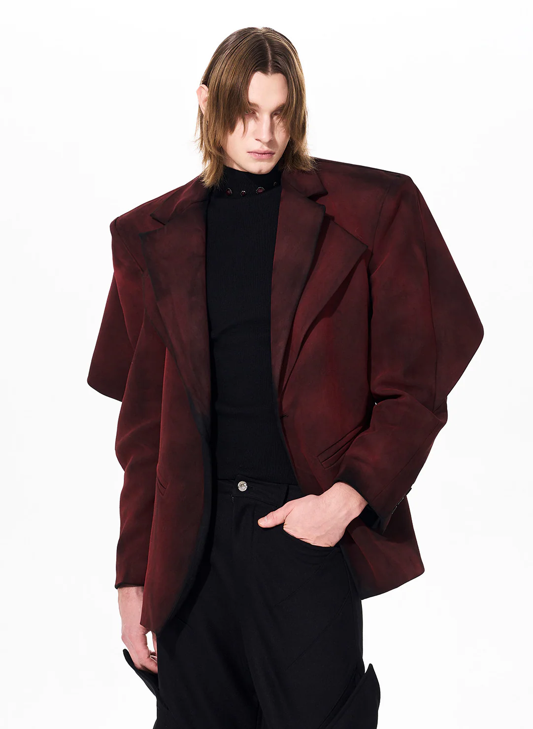 Faux Suede Oversized Suit Jacket