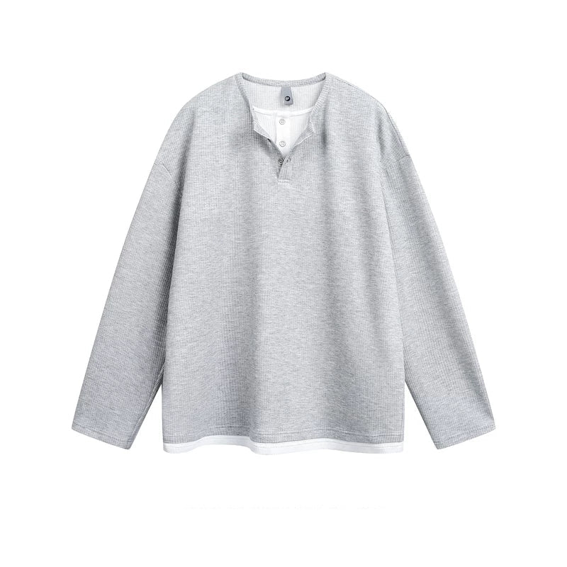 Faux Two-Piece Henley Long-Sleeve Pullover - Image 7