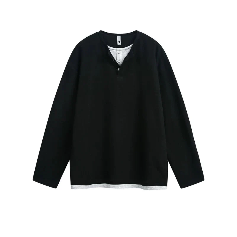 Faux Two-Piece Henley Long-Sleeve Pullover - Image 8