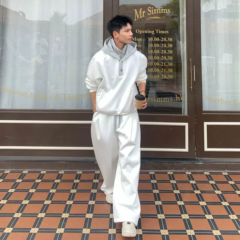 Faux Two-Piece Hooded Sweatshirt Pants - Image 4
