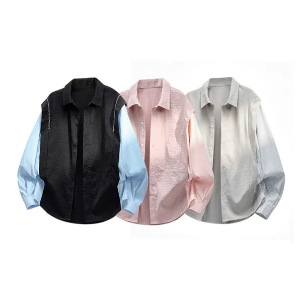 Faux Two-Piece Long Sleeve Shirt - Image 12
