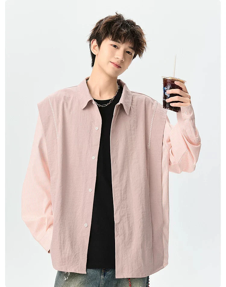 Faux Two-Piece Long Sleeve Shirt - Image 5