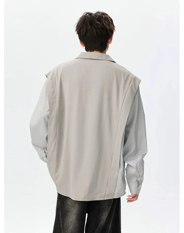Faux Two-Piece Long Sleeve Shirt - Image 7