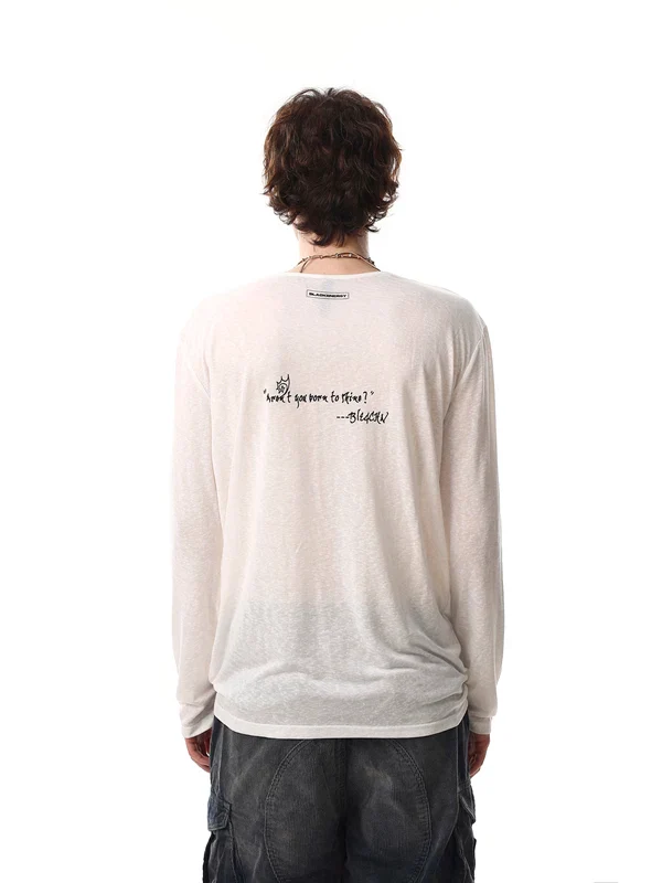 Faux Two-Piece Long Sleeve Graphic T-Shirt - Image 5
