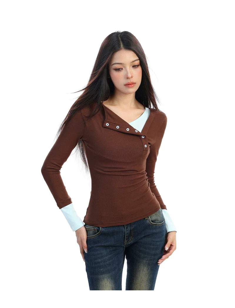 Faux Two-Piece Long Sleeve Top - Image 6