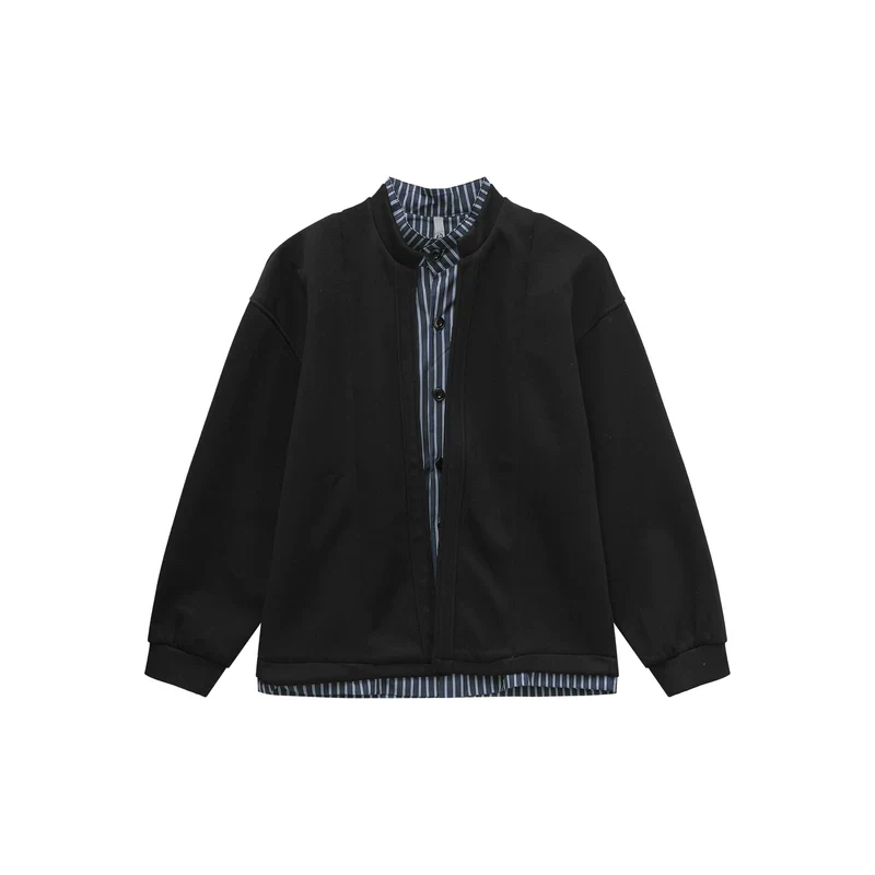 Faux Two-Piece Stand Collar Bomber Jacket - Image 11