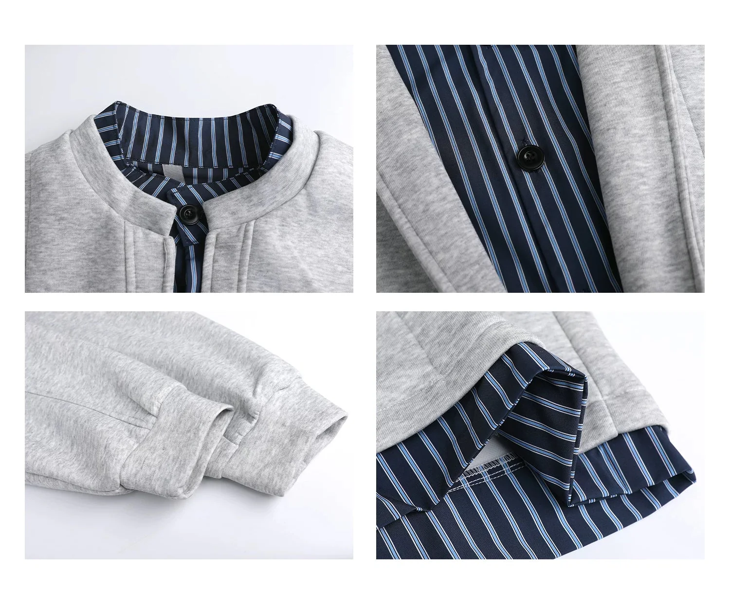 Faux Two-Piece Stand Collar Bomber Jacket - Image 12