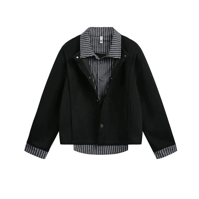 Faux Two-Piece Striped Layered Jacket - Image 3