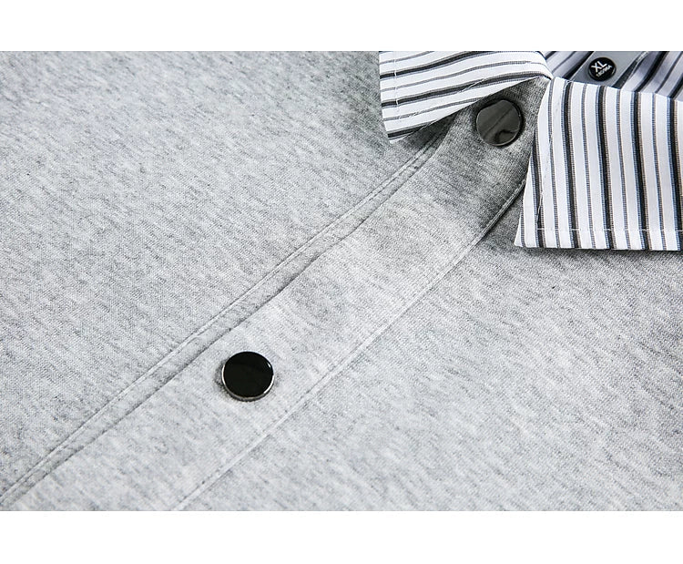 Faux Two-Piece Striped Layered Jacket - Image 6
