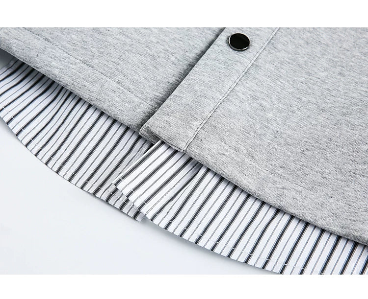 Faux Two-Piece Striped Layered Jacket - Image 7