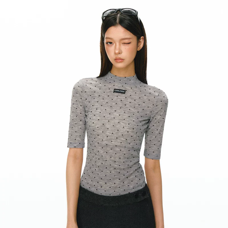 Fitted Mock Neck Short Sleeve Top - Image 3