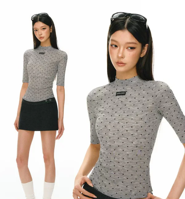 Fitted Mock Neck Short Sleeve Top - Image 4