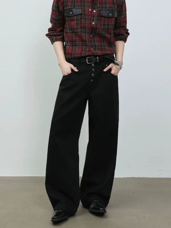 Five-Button Wide Leg Straight Pants - Image 2