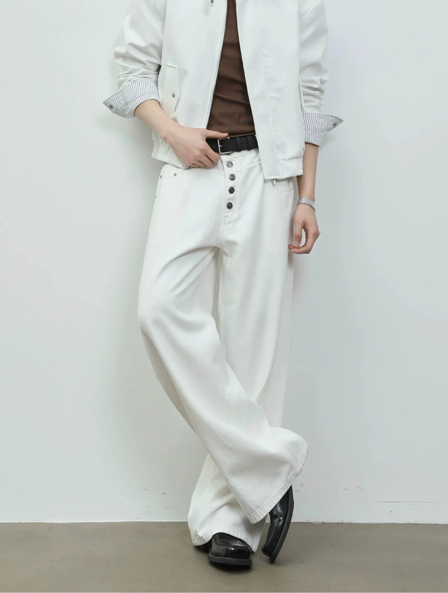 Five-Button Wide Leg Straight Pants - Image 4