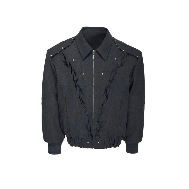 Flame Embroidered Canvas Zip Jacket - Image 10
