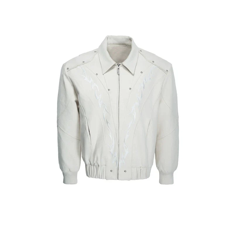 Flame Embroidered Canvas Zip Jacket - Image 11