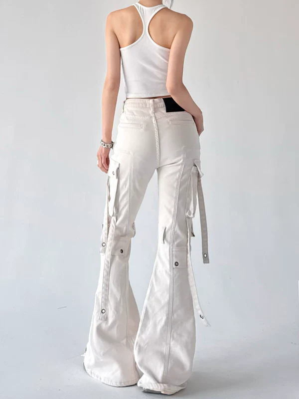 Flared Multi-Pocket Cargo Jeans - Image 3