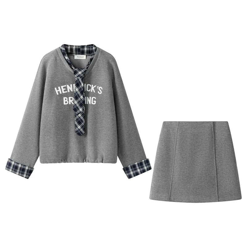 Fleece-Lined Sweatshirt and Skirt
